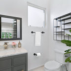 Modern 3-Piece Aluminum Bath Hardware Set with Retractable Towel Bar Towel Ring Toilet Paper Holder in Black