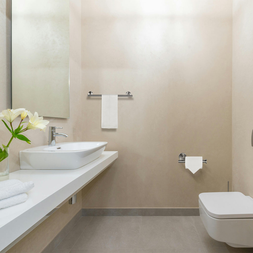 Modern 6-Pieces Bath Hardware Set with Towel Ring Toilet Paper Holder Towel Hook and Towel Bar in Brushed Nickel