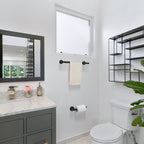 Modern 6-Pieces Stainless Steel Bath Hardware Set with Towel Ring Toilet Paper Holder Towel Hook and Towel Bar in Black