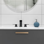 Waterfall 304 stainless steel 8 in. Widespread Double Handle Bathroom Faucet with Drain Kit Included in Matte Black