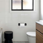 Deluxe Wall Mount Pivot Arm Toilet Paper Holder Bath Hardware Accessory in Matte Black