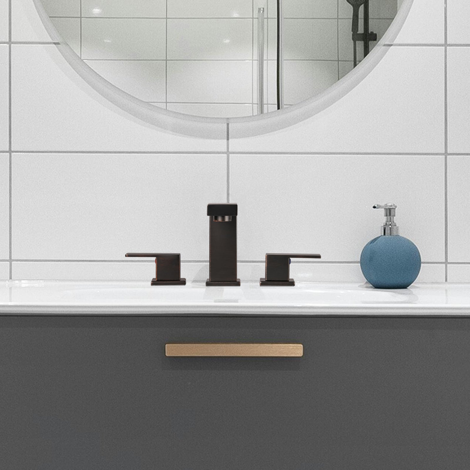 304 stainless steel 8 in. Widespread Double Handle Bathroom Faucet with Drain Kit Included in Oil Rubbed Bronze