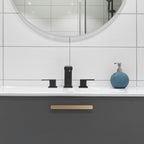 304 stainless steel 8 in. Widespread Double Handle Bathroom Faucet with Drain Kit Included in Matte Black