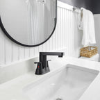 Rotatable 4 in. Centerset Double Handle Bathroom Faucet with Drain Kit Included in Matte Black