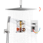 Rain Single Handle 1-Spray Shower Faucet 2.5 GPM 10 " with Valve Pressure Balance Dual Shower Heads in Brushed Nickel