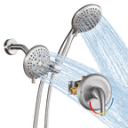 Rain 5-Spray Handheld Shower Combo Shower Faucet with Valve 1.8 GPM 4.7 " Adjustable Dual Shower Heads in Brushed Nickel