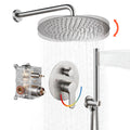 Rain Single Handle 1-Spray with Valve 1.8 GPM 12 " Shower Faucet Pressure Balance Dual Shower Heads in Brushed Nickel