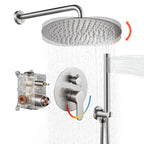 Rain Single Handle 1-Spray with Valve 1.8 GPM 12 " Shower Faucet Pressure Balance Dual Shower Heads in Brushed Nickel