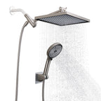 Rainfall Shower Head Combo 6-Spray 12 in. Wall Mount Dual Shower Heads and Handheld Head with 1.8 GPM in Brushed Nickel
