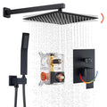 12 " Rain Single Handle 1-Spray Shower Faucet Kit Handheld Combo with Valve 1.8 GPM Adjustable Dual Shower Head in Black