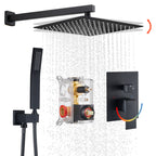 12 " Rain Single Handle 1-Spray Shower Faucet Kit Handheld Combo with Valve 1.8 GPM Adjustable Dual Shower Head in Black