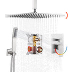 Rain Single Handle 1-Spray with Valve 1.8 GPM 12 " Shower Faucet Pressure Balance Dual Shower Heads in Brushed Nickel