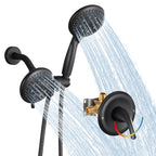 4.7 " Single Handle 5-Spray Shower Faucet Kit Handheld Combo with Valve 1.8 GPM Adjustable Dual Shower Heads in Black