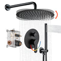 Rain Single Handle 1-Spray with Valve 1.8 GPM 12 " Shower Faucet Pressure Balance Dual Shower Heads in Black