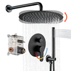 Rain Single Handle 1-Spray with Valve 1.8 GPM 12 " Shower Faucet Pressure Balance Dual Shower Heads in Black