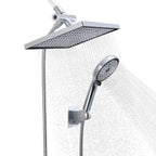 Rainfall Shower Head Combo 6-Spray 12 in. Wall Mount Dual Shower Heads and Handheld Shower Head with 1.8 GPM in Chrome