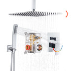 Rain Single Handle 1-Spray Shower Faucet 2.5 GPM 10 " with Valve Pressure Balance Dual Shower Heads in Chrome