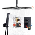 Rain Single Handle 1-Spray with Valve 1.8 GPM 12 " Shower Faucet Pressure Balance Dual Shower Heads in Black