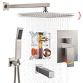 Rain Single Handle 1-Spray Tub Shower Faucet 2.5 GPM Handheld Combo with Valve 10 in. Pressure Balance in Brushed Nickel