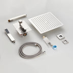 Rain Single Handle 1-Spray Shower Faucet 2.5 GPM 10 " with Valve Pressure Balance Dual Shower Heads in Brushed Nickel