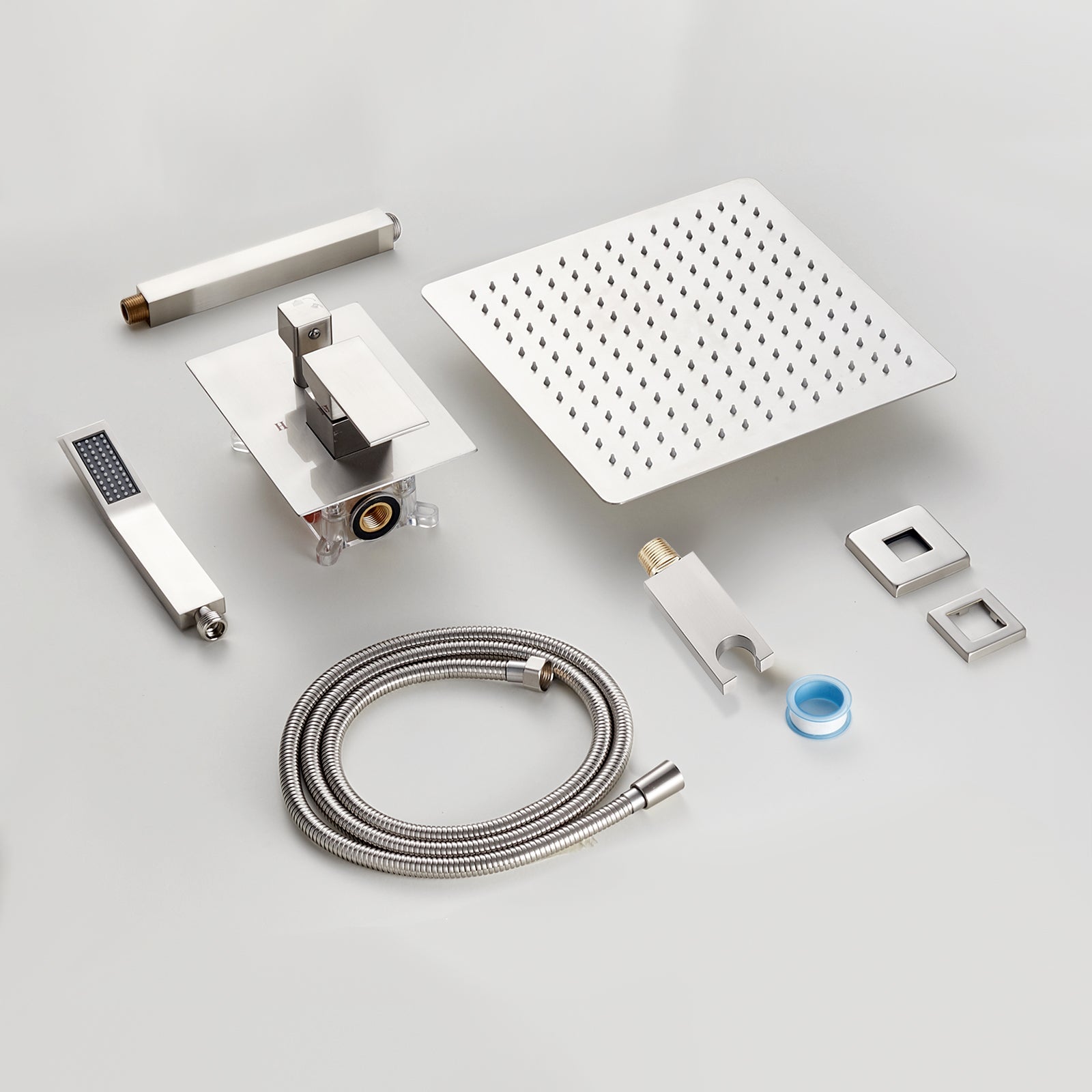 Rain Single Handle 1-Spray Shower Faucet 2.5 GPM 10 " with Valve Pressure Balance Dual Shower Heads in Brushed Nickel