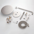 Rain Single Handle 1-Spray with Valve 1.8 GPM 12 " Shower Faucet Pressure Balance Dual Shower Heads in Brushed Nickel