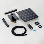 Rain Single Handle 1-Spray with Valve 1.8 GPM 12 " Shower Faucet Pressure Balance Dual Shower Heads in Black