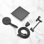 Rainfall Shower Head Combo 5-Spray 8 in. Wall Mount Dual Shower Heads and Handheld Shower Head with 1.8 GPM in Black