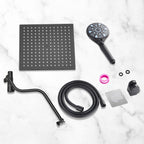 Rainfull 2-in-1 9-Spray Patterns Adjustable Wall Mount Shower Head with Filter 2.5 GPM and Handheld Shower Head in Black