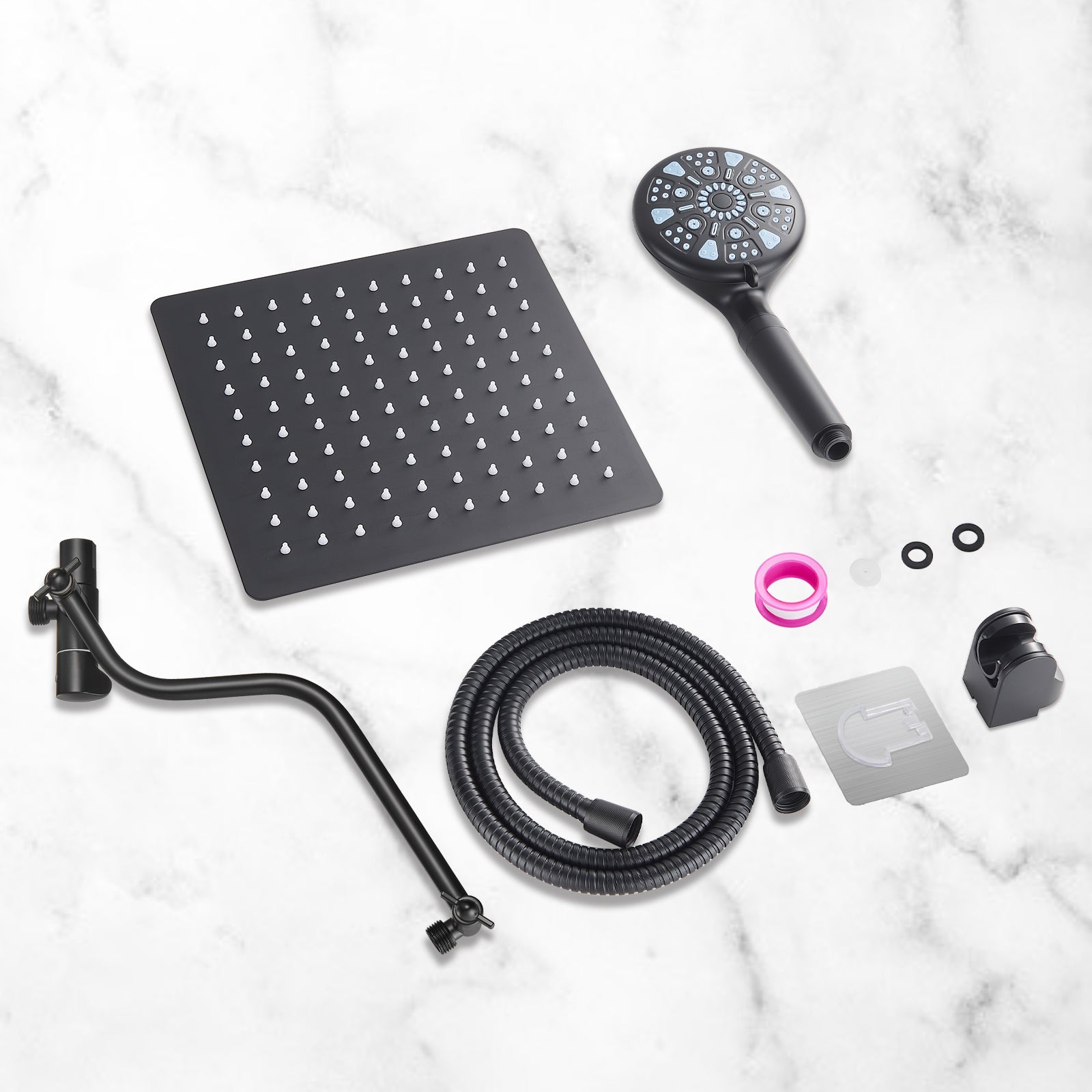 Rainfull 2-in-1 9-Spray Patterns Adjustable Wall Mount Shower Head with Filter 2.5 GPM and Handheld Shower Head in Black