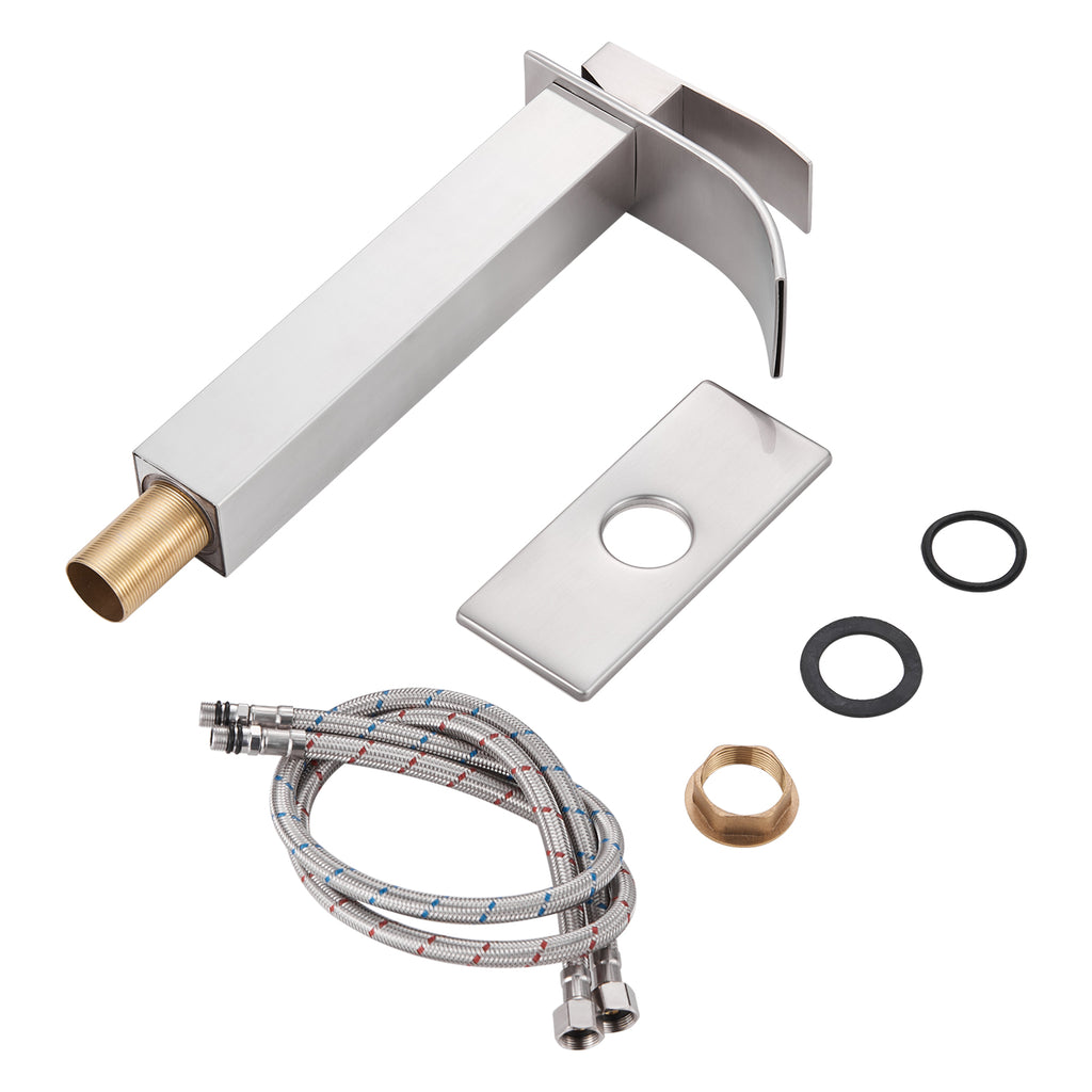 Arc Waterfall Single Handle Single Hole Bathroom Faucet in  Nickel