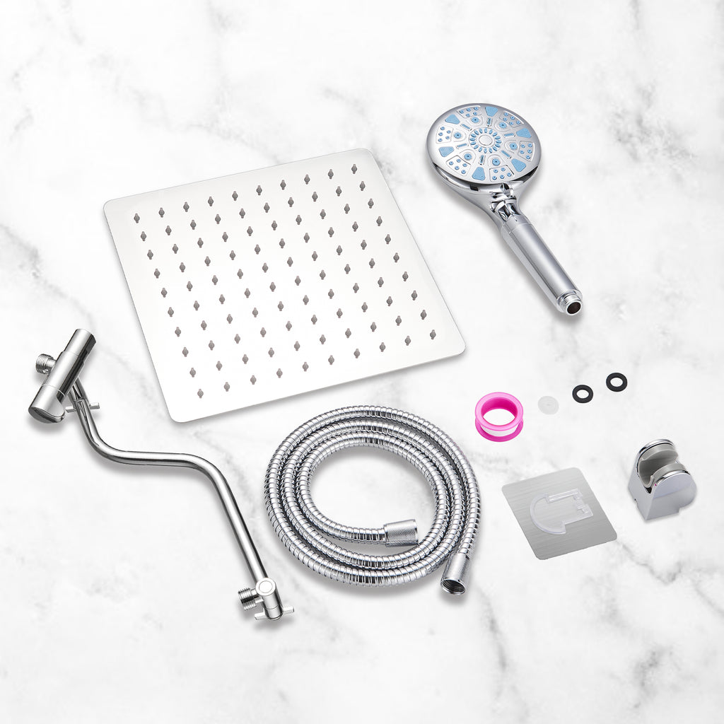 Rainfull 2-in-1 9-Spray Patterns Adjustable Wall Mount Shower Head with Filter 2.5 GPM and Handheld Shower Head in Chrome