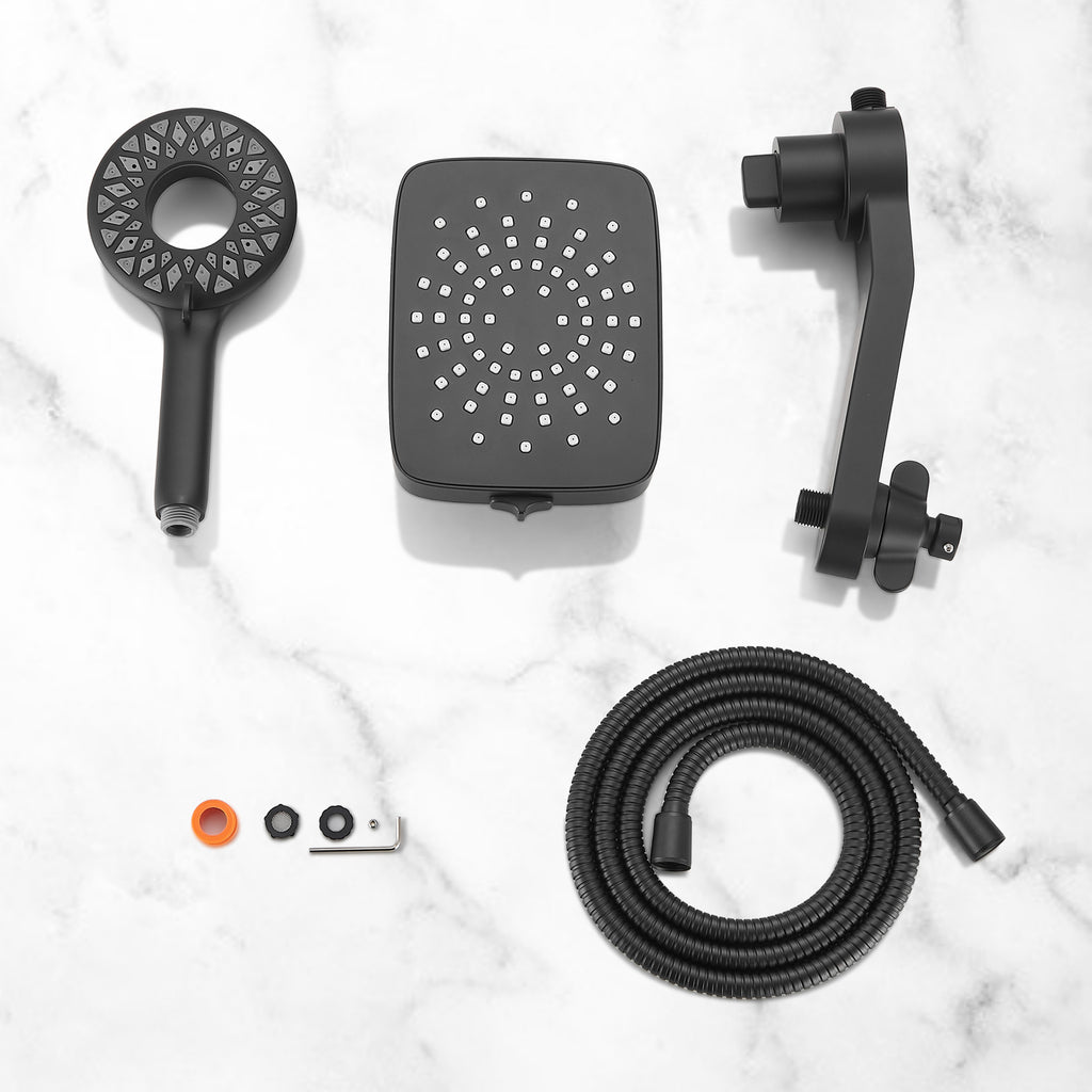 Magnetic 2-in-1 5-Spray  Adjustable Dual Shower Heads Wall Mount Fixed and Handheld Shower Head 2.5 GPM in Black