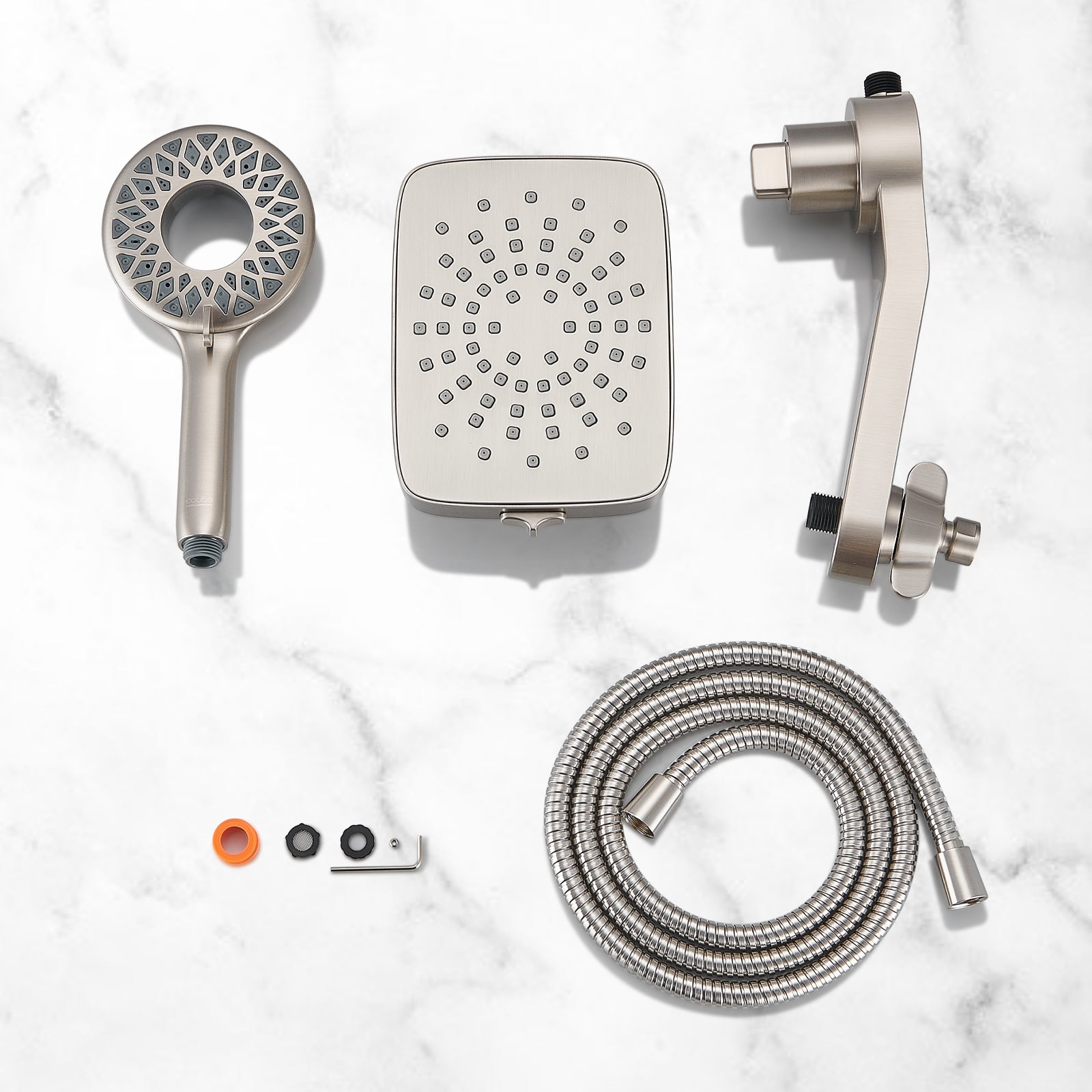 Magnetic 2-in-1 5-Spray Adjustable  Dual Shower Heads Wall Mount Fixed and Handheld Shower Head 2.5 GPM in Nickel