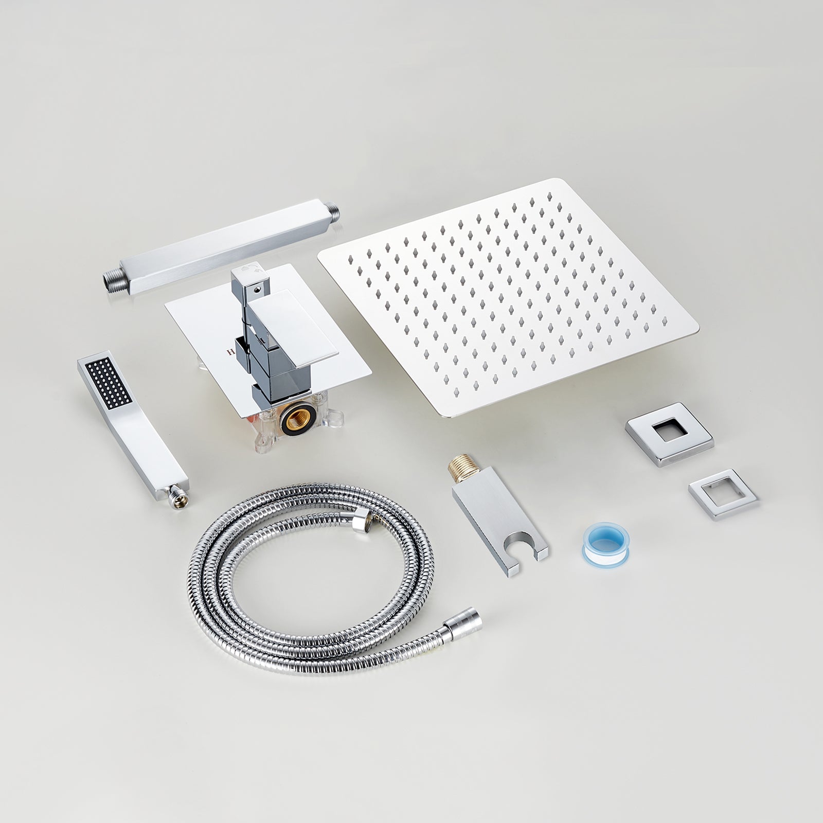 Rain Single Handle 1-Spray with Valve 1.8 GPM 12 " Shower Faucet Pressure Balance Dual Shower Heads in Chrome