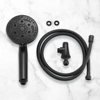 7-Spray Pattern 4.92 in. Wall Mount Handheld Shower Heads 1.8 GPM with Filter，Removable Shower hose in Matte Black