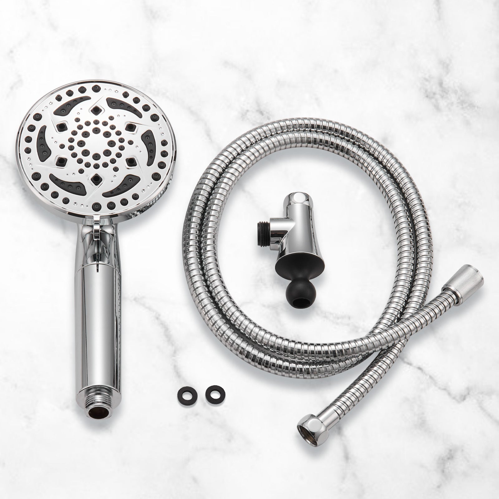 7-Spray Pattern 4.92 in. Wall Mount Handheld System Heads 1.8 GPM with Filter，Removable Shower hose in Chrome