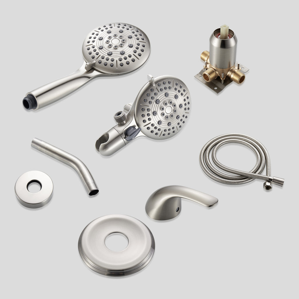 Rain 5-Spray Handheld Shower Combo Shower Faucet with Valve 1.8 GPM 4.7 " Adjustable Dual Shower Heads in Brushed Nickel