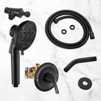 Rainfull 7-Spray Handheld Shower Faucet Kit with Valve 1.8 GPM and 4.9 in. Adjustable Filtered Shower Head in Black