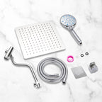 Rainfull 2-in-1 9-Spray Patterns Adjustable Fixed Shower Head with Filter 1.8 GPM and Handheld Shower Head in Chrome