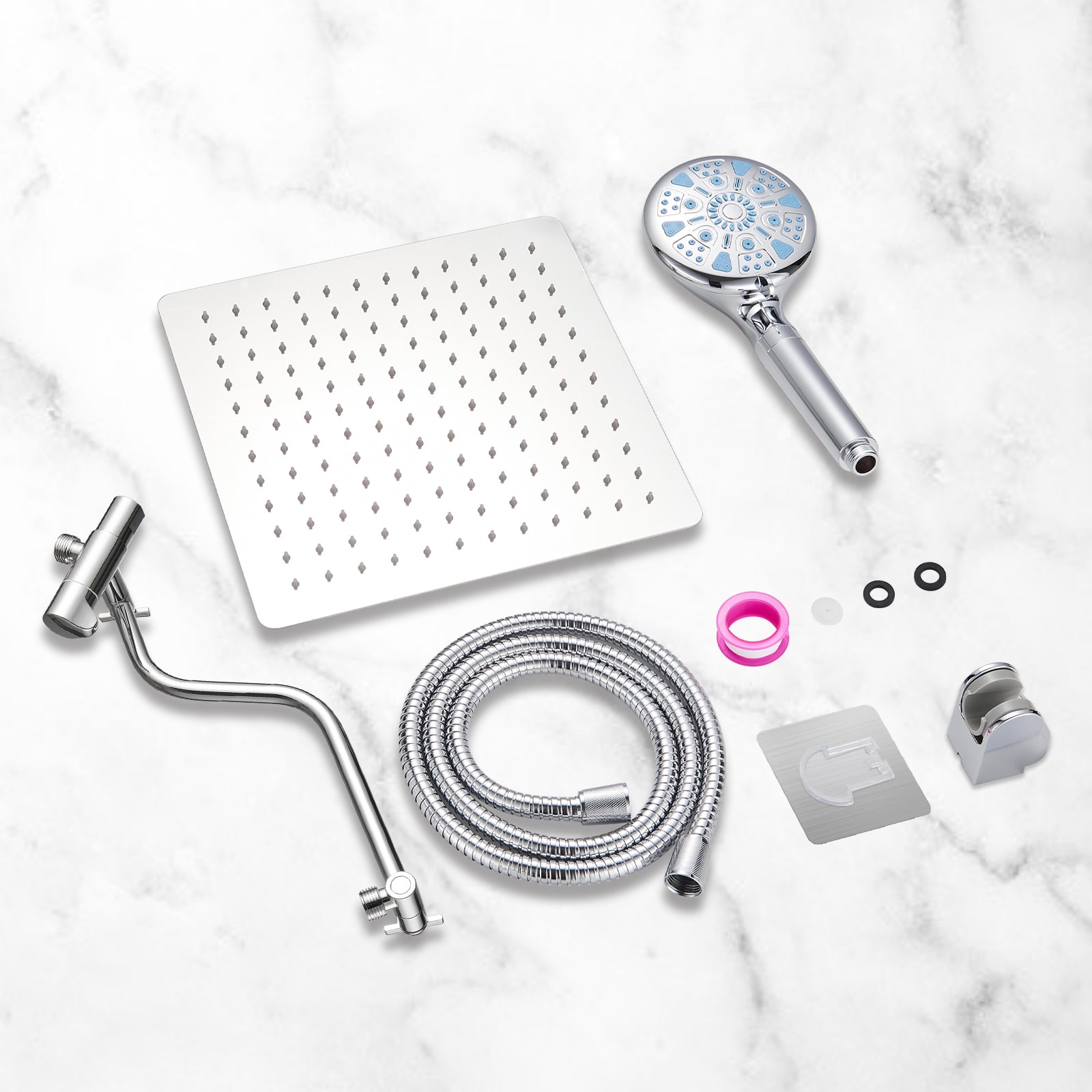 Rainfull 2-in-1 9-Spray Patterns Adjustable Fixed Shower Head with Filter 1.8 GPM and Handheld Shower Head in Chrome
