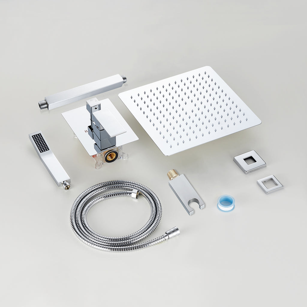 Rain Single Handle 1-Spray Shower Faucet 2.5 GPM 10 " with Valve Pressure Balance Dual Shower Heads in Chrome