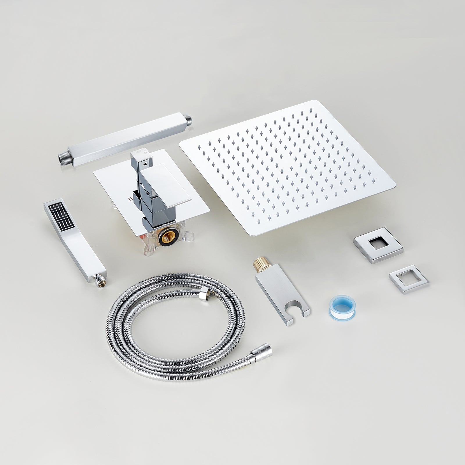 Rain Single Handle 1-Spray Shower Faucet 2.5 GPM 10 " with Valve Pressure Balance Dual Shower Heads in Chrome