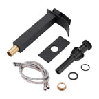 High Arc Waterfall Single Handle Single Hole Bathroom Faucet with Drain Kit Included in Black
