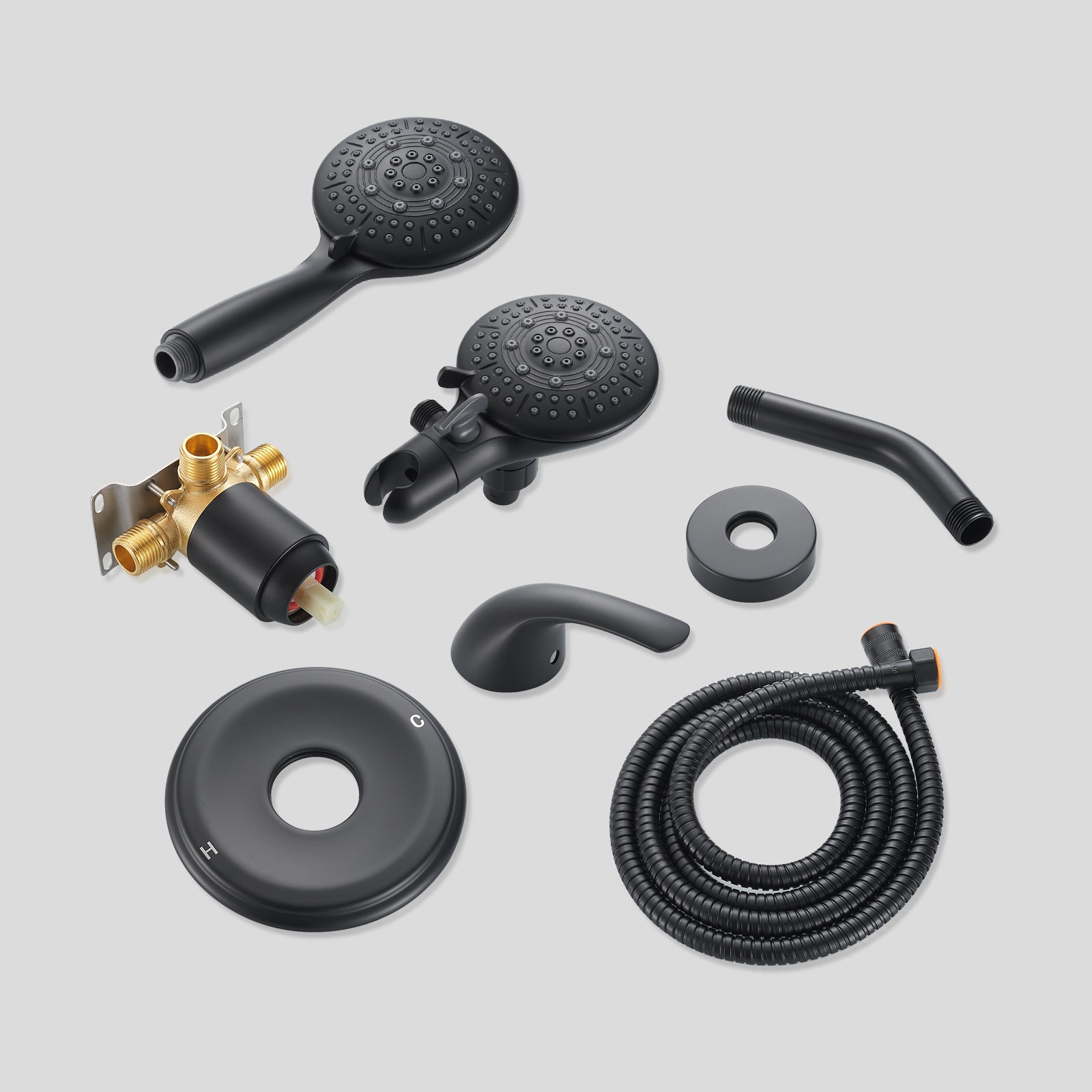 4.7 " Single Handle 5-Spray Shower Faucet Kit Handheld Combo with Valve 1.8 GPM Adjustable Dual Shower Heads in Black