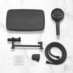 Rainfull 2-in-1 8-Spray Patterns with 1.8 GPM 12 in. Wall Mount Dual Shower Head and Handheld Shower Head in Black