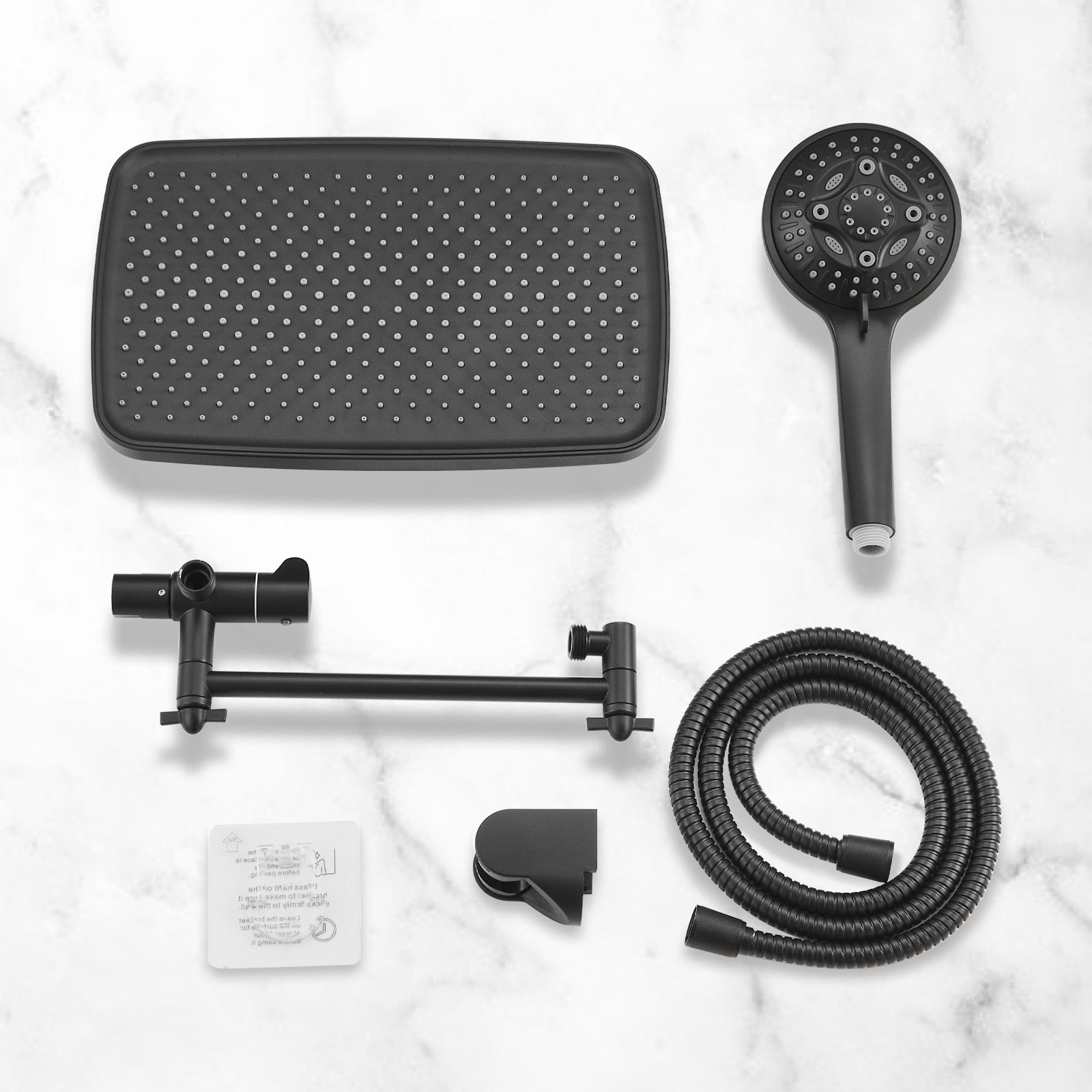 Rainfull 2-in-1 8-Spray Patterns with 1.8 GPM 12 in. Wall Mount Dual Shower Head and Handheld Shower Head in Black