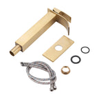 Arc Waterfall Single Handle Single Hole Bathroom Faucet in Gold