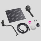 Rainfall Shower Head Combo 12-Spray 12 in. Wall Mount Dual Shower Heads and Handheld Shower Head with 1.8 GPM in Black