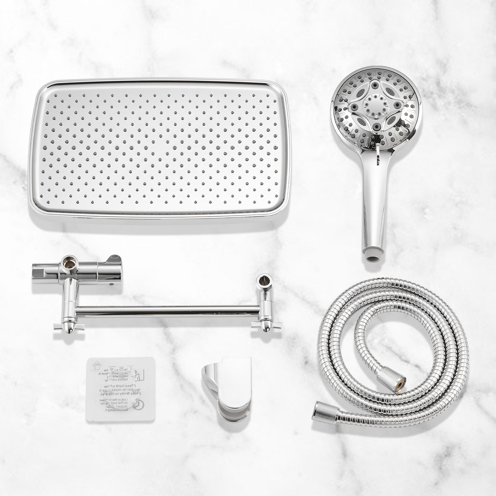 Rainfull 2-in-1 8-Spray Patterns with 1.8 GPM 12 in. Wall Mount Dual Shower Head and Handheld Shower Head in Chrome
